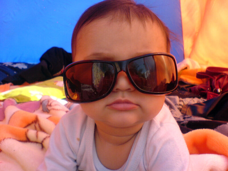 Baby wearing sunglasses