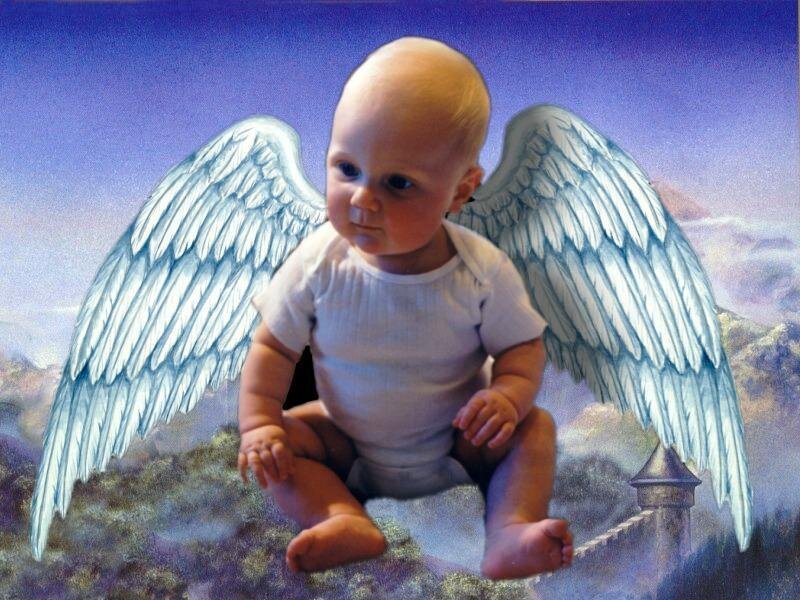 Baby with Angel Wings — Blue, Serene