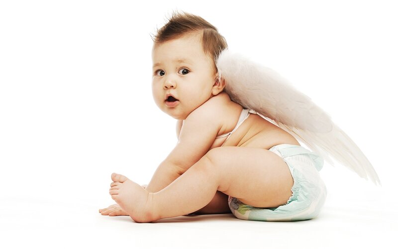Baby with Angel Wings — White, Innocent