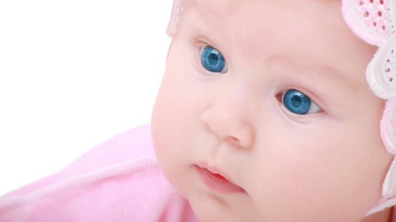 Baby with Blue Eyes — Pink, Calm, Photograph
