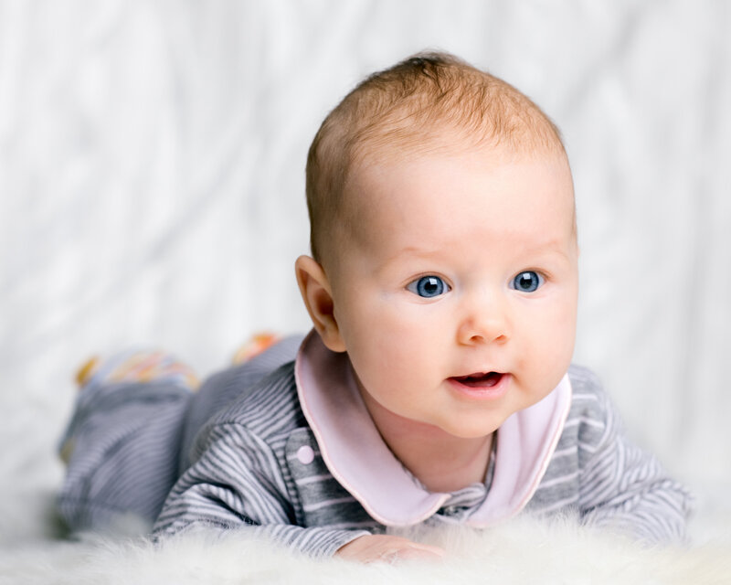 Baby with Blue Eyes — White, Calm