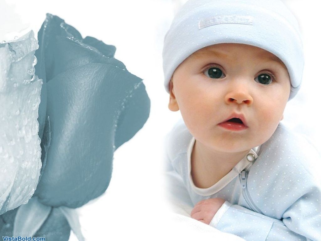 Baby with blue rose