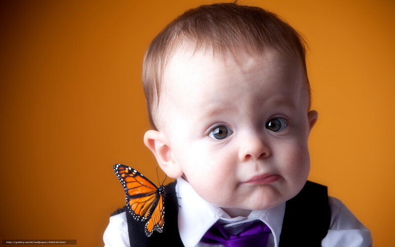 Baby with Butterfly — Orange, Calm