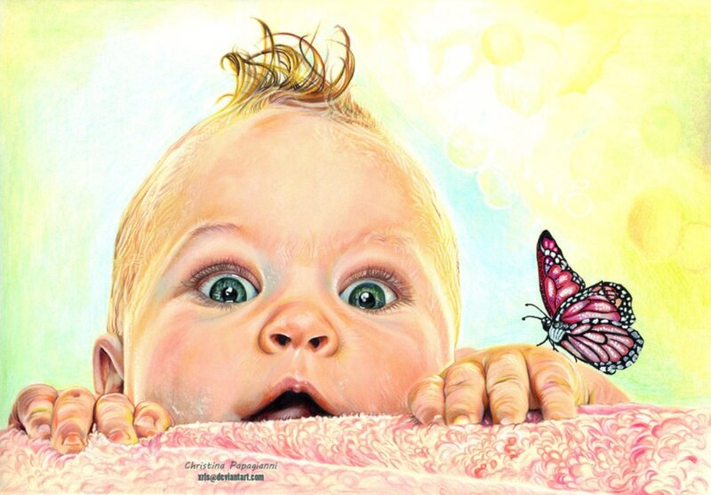 Baby with Butterfly — Yellow