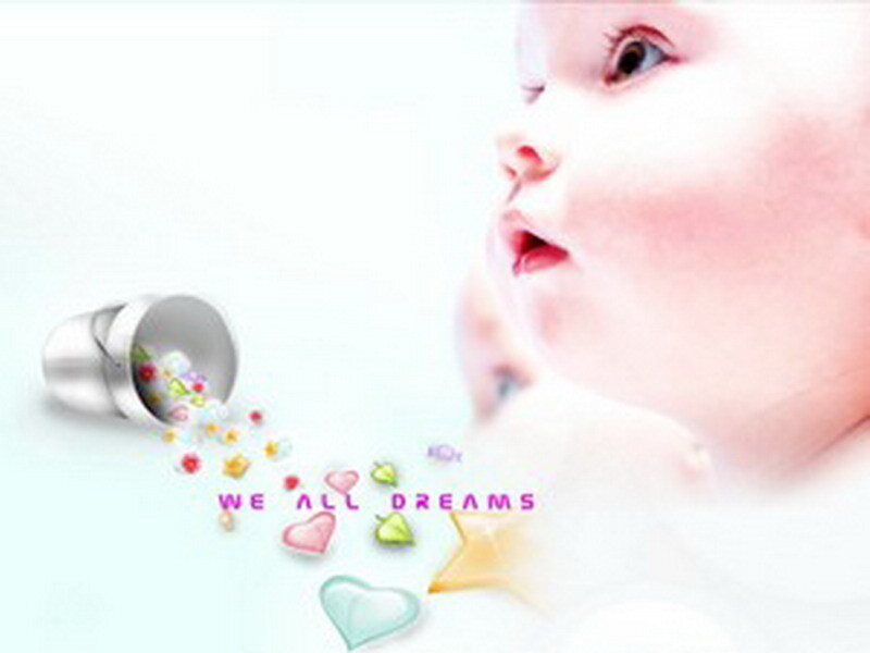 Baby with dreams and hearts