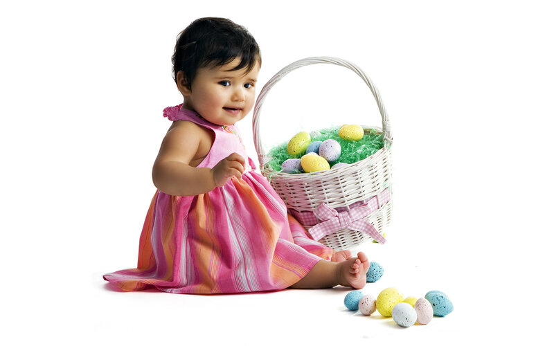 Baby with Easter basket