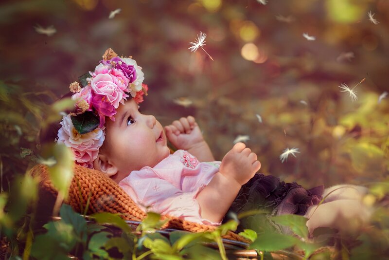Baby with Flower Crown — Pink