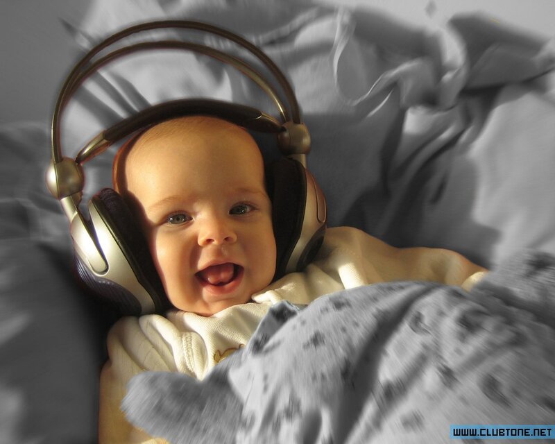 Baby with headphones