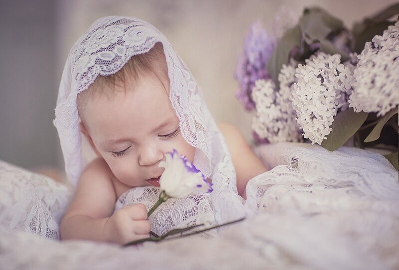 Baby with Lace Veil