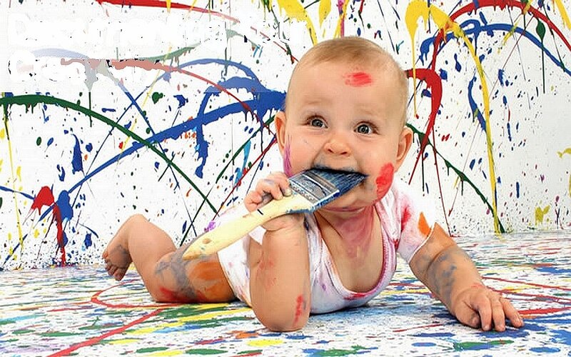 Baby with Paintbrush — White