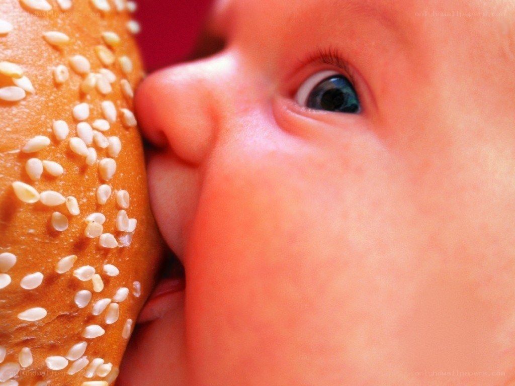 Baby with sesame bun