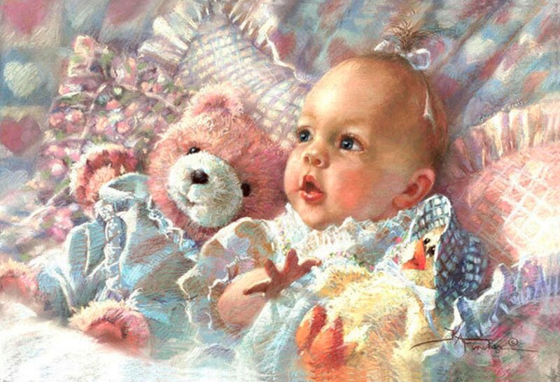 Baby with Teddy Bear — Pink