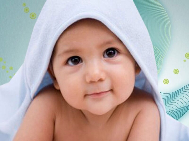 Baby with Towel on Head — White