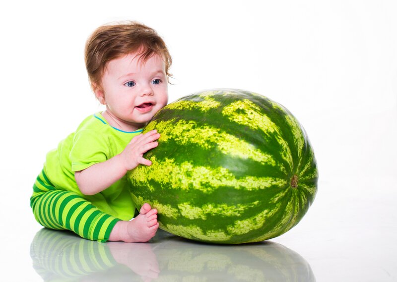 Baby with Watermelon — Green