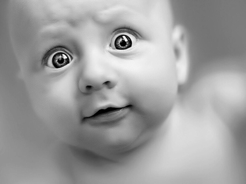 Baby with Wide Eyes — Black, Neutral