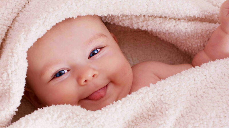 Baby Wrapped in Blanket — White, Calm