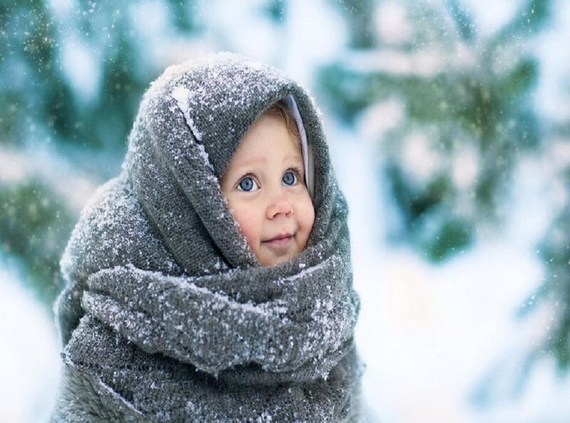 Baby Wrapped in Blanket — White, Calm, Winter