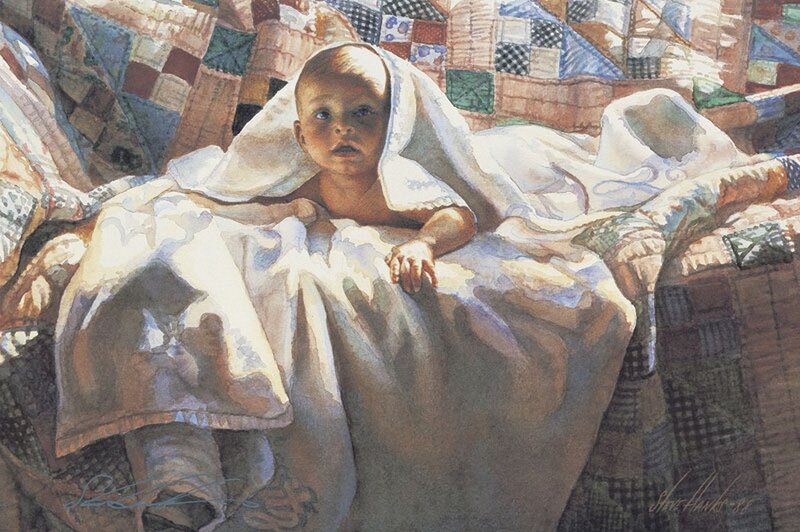 Baby Wrapped in Blanket — White