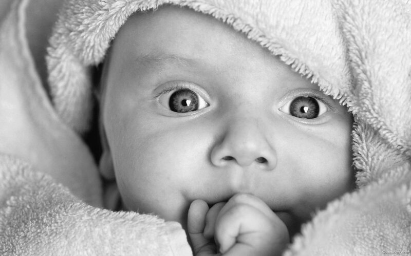 Baby Wrapped in Towel — Black