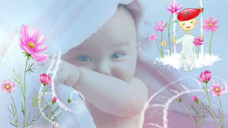 Baby Wrapped in Towel — Pink, Serene