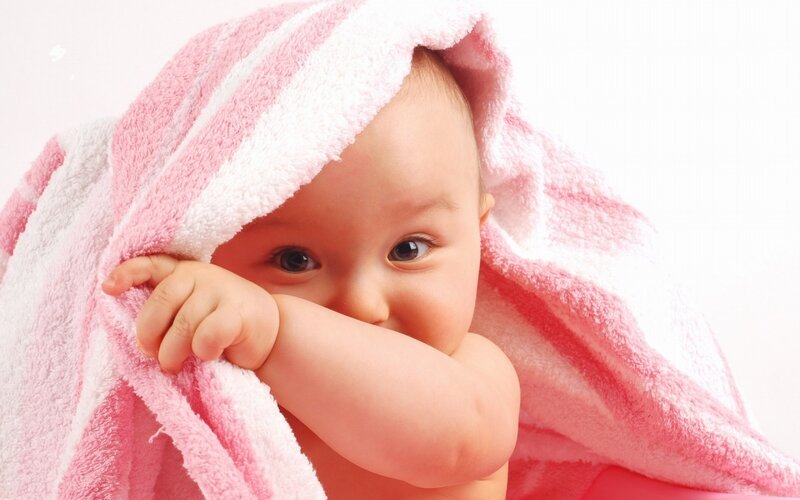 Baby Wrapped in Towel — Pink