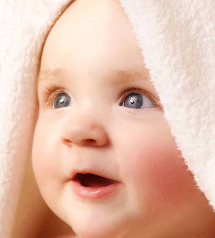 Baby Wrapped in Towel — White, Innocent, Photograph, Eyes