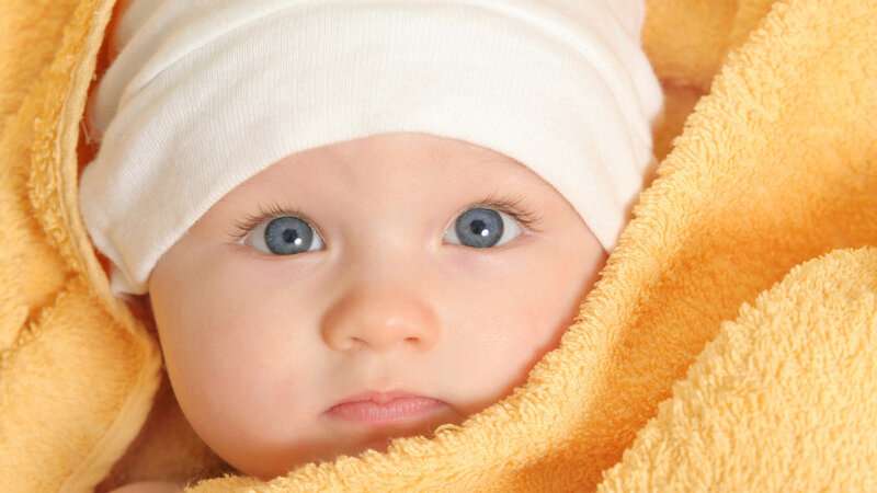 Baby Wrapped in Towel — Yellow