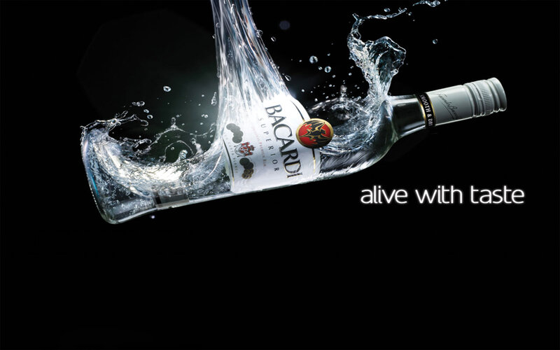 Bacardi bottle splash