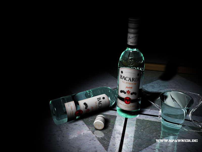 Bacardi Superior bottles on table