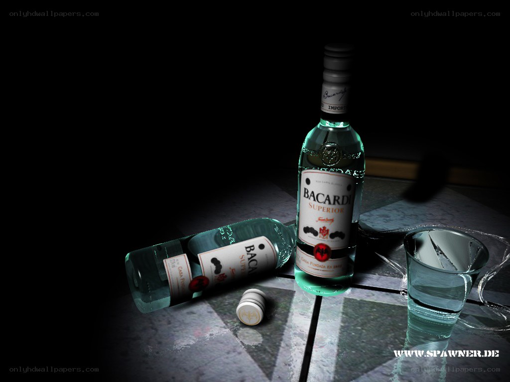 Bacardi Superior bottles on table