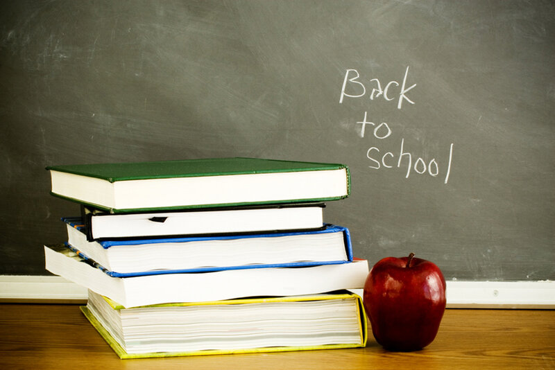 Back to school books and apple