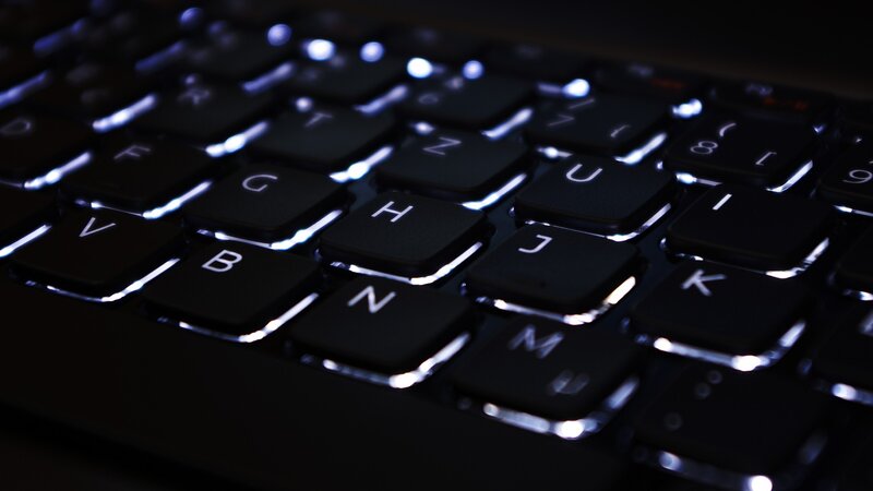 Backlit Keyboard — Black, Dark, Night, Photograph, Keys