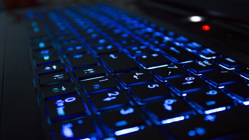 Backlit Keyboard — Black, Dark, Night, Photograph