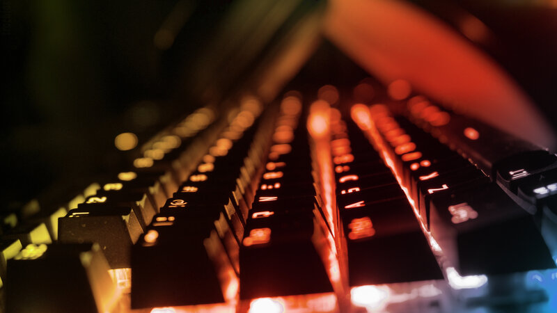 Backlit Keyboard — Black, Dramatic, Night, Photograph