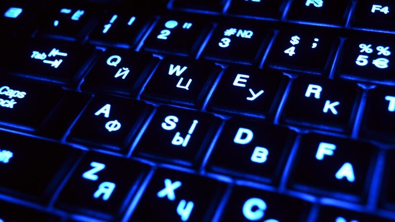 Backlit Keyboard — Blue, Dark, Photograph
