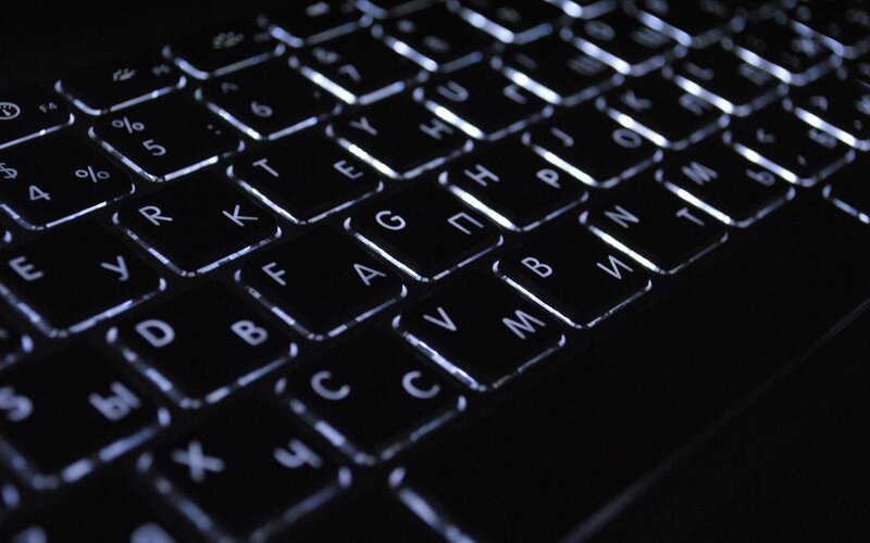 backlit keyboard in dark room