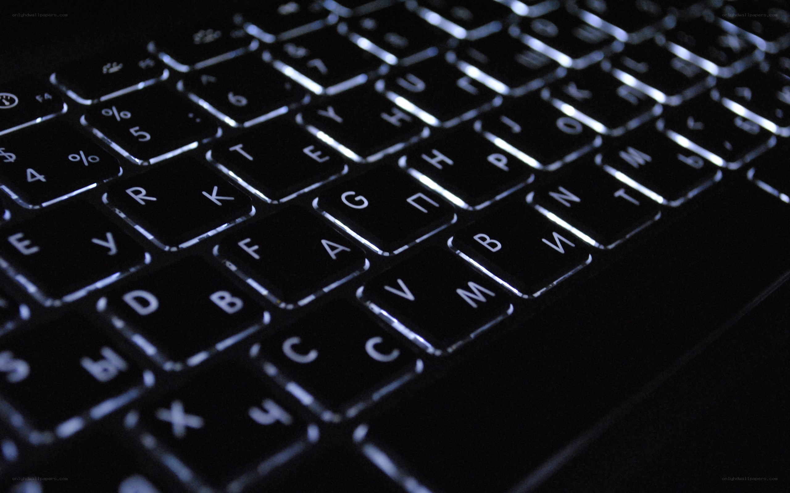 backlit keyboard in dark room