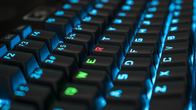 Backlit Keyboard Keys — Black, Dark, Photograph