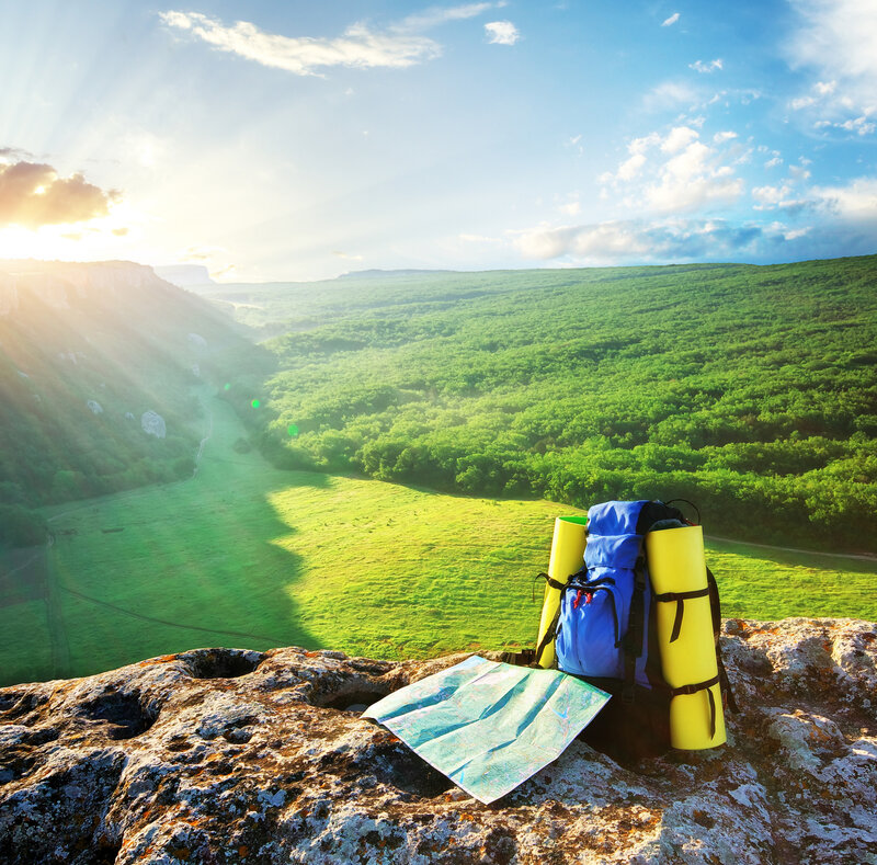 Backpack on Cliff Edge