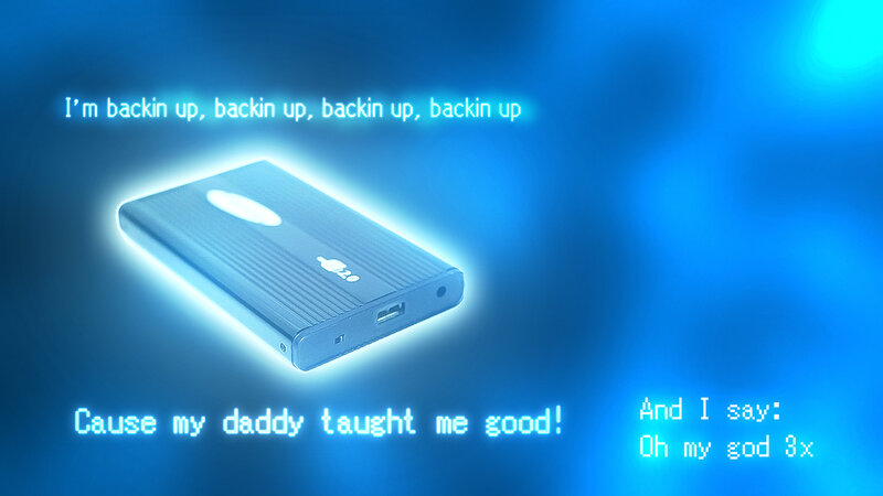 Backup device with lyrics