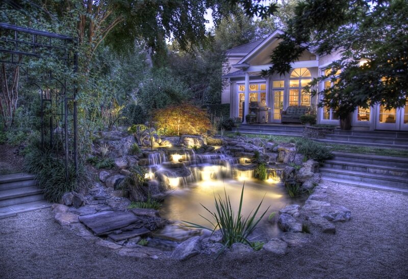 Backyard Pond with Waterfall — Green
