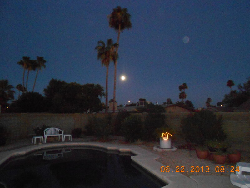 Backyard Pool at Dusk — Blue