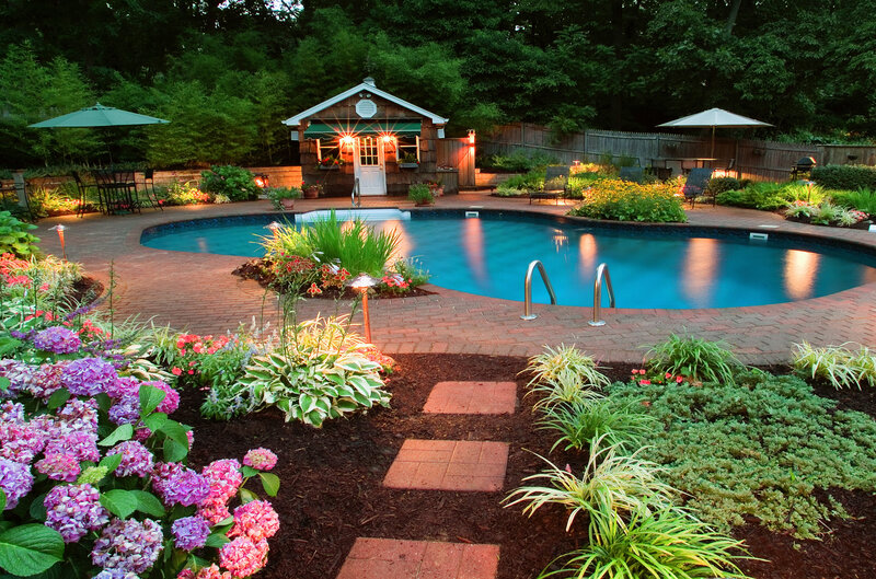 Backyard Pool at Dusk