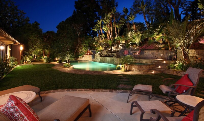 Backyard Pool at Night — Green