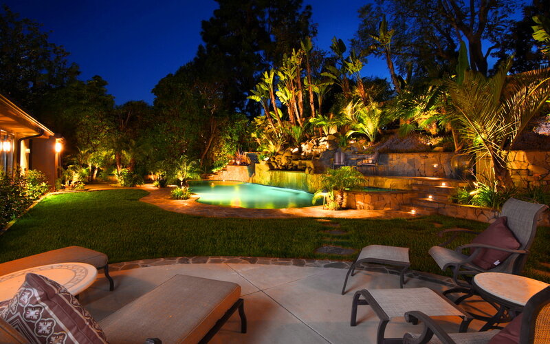 Backyard Pool at Night