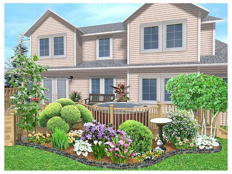 Backyard with hot tub and garden