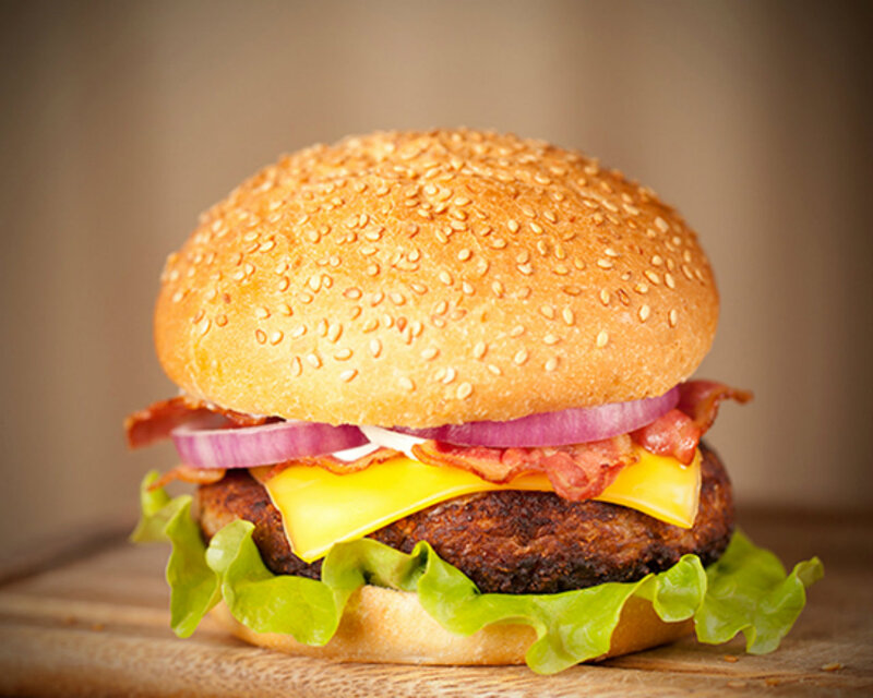 Bacon Cheeseburger — Brown, Appetizing, Photograph