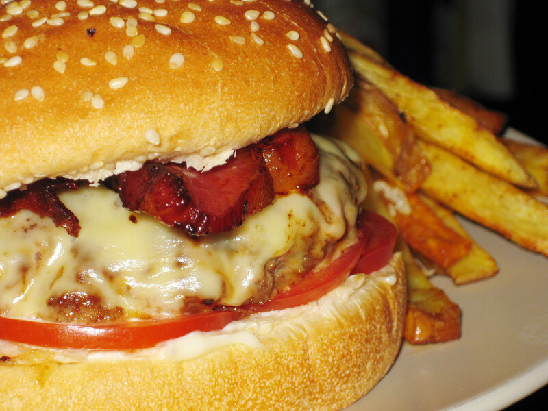 Bacon Cheeseburger — Brown, Appetizing