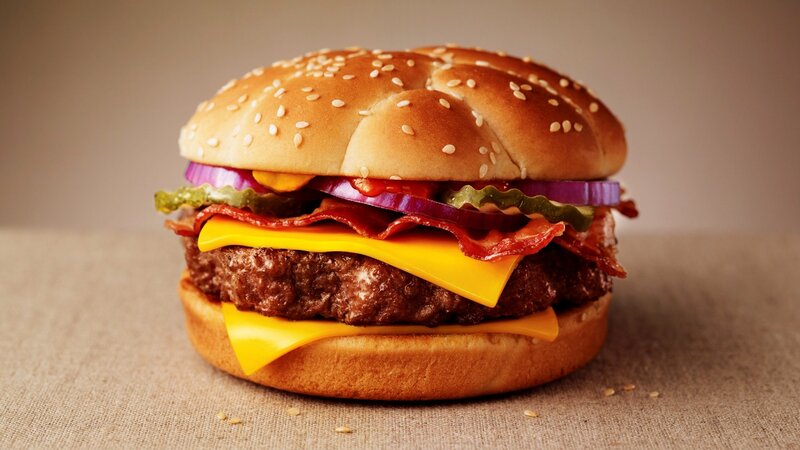 Bacon Cheeseburger — Brown, Neutral, Photograph, Onion