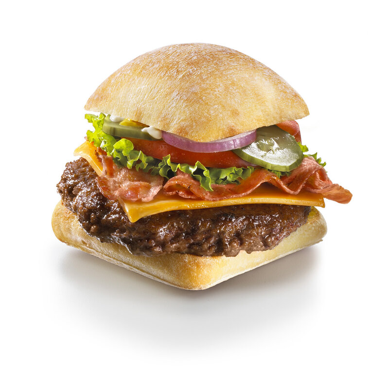 Bacon Cheeseburger — Brown, Neutral, Photograph